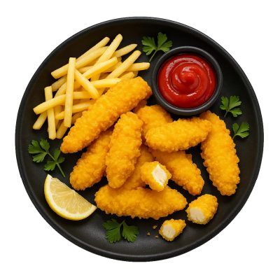 فیله پفکی آندیب گوشت فرآوری شده مرغ شنیسل سوخاری